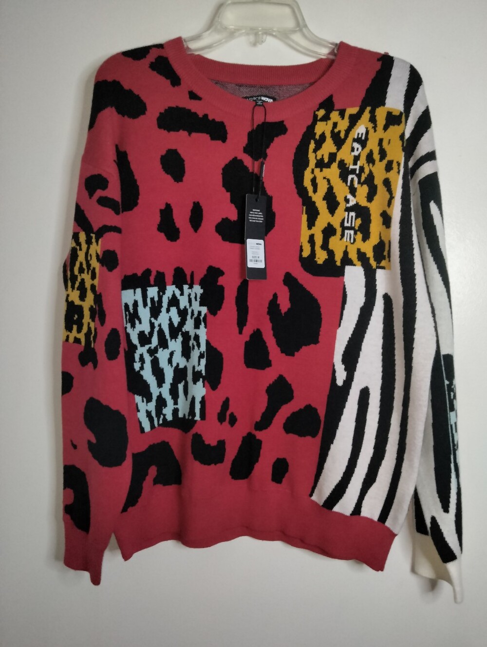 Fashion Nova (Size M) Red Multi Mixed Animal Print Crewneck LS Sweater (NEW-NWT)